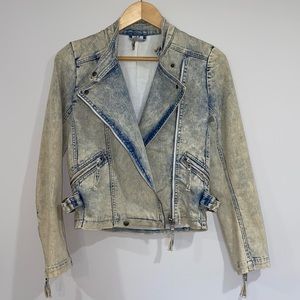 IRO Distressed Wash Jean Moto-Jacket